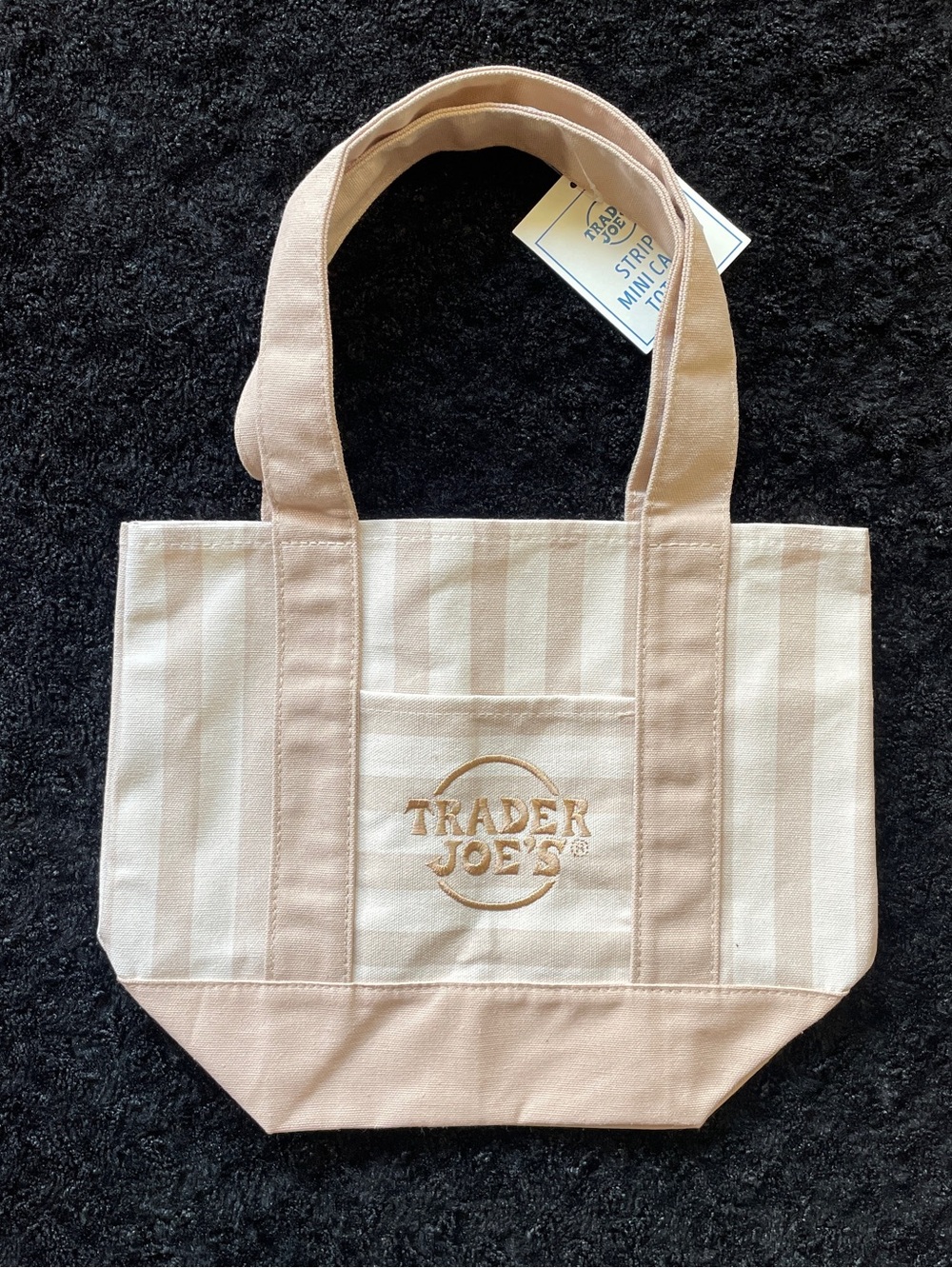 Trader Joe’s Striped Mini Canvas Tote Bag - Pink, Green, Blue, Tan Set of 4 - Picture 4 of 9